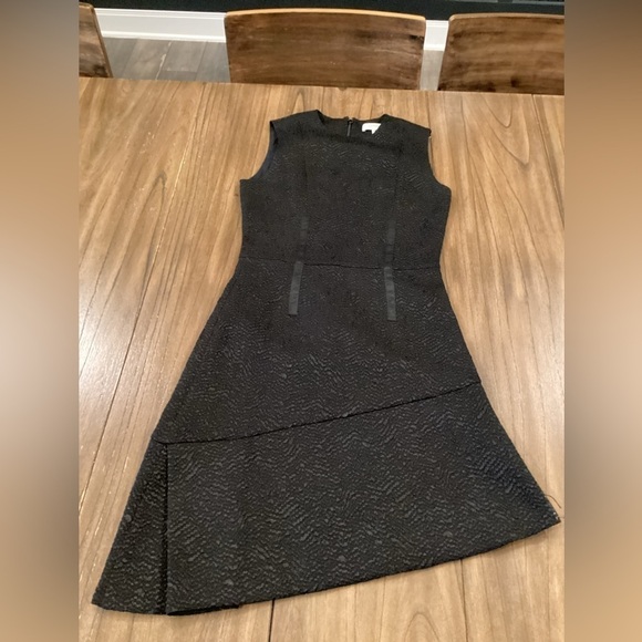 Carven black asymmetrical jaquered black sleeveless Shift Cocktail mini Dress 34 - Picture 3 of 16